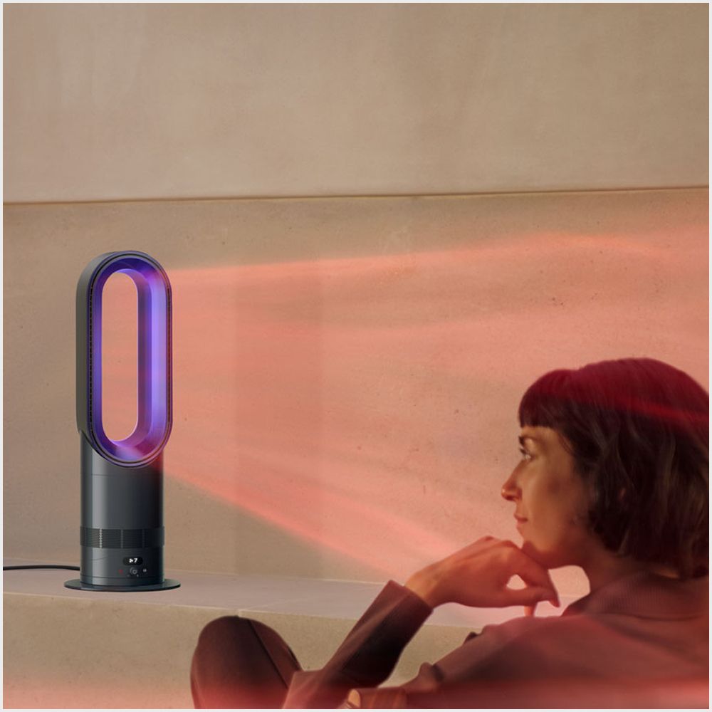Dyson Hot+Cool HF1 Rapid React heater and cooling fan heats a room.