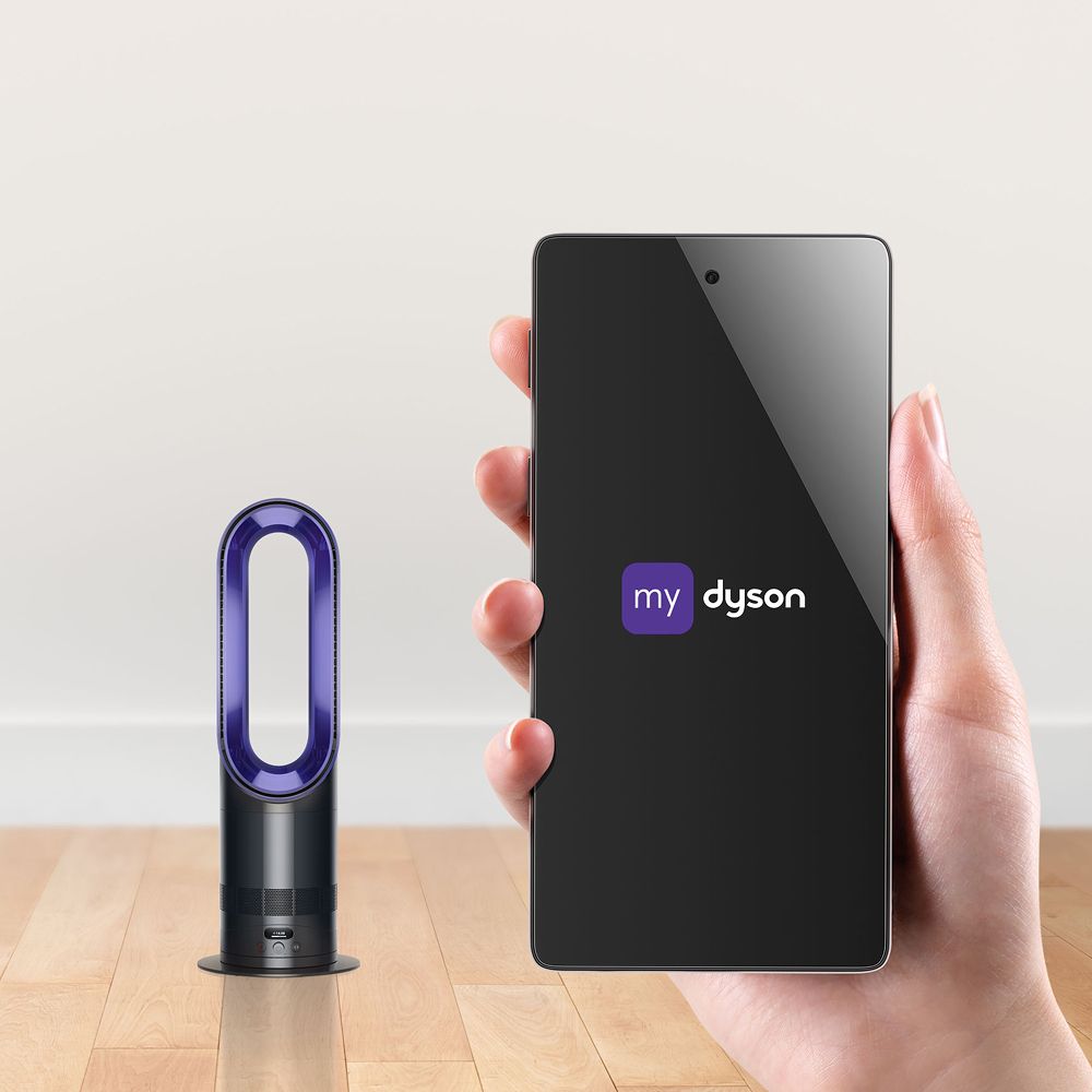 Dyson Hot+Cool HF1 Rapid React heater and cooling fan and the MyDyson app.
