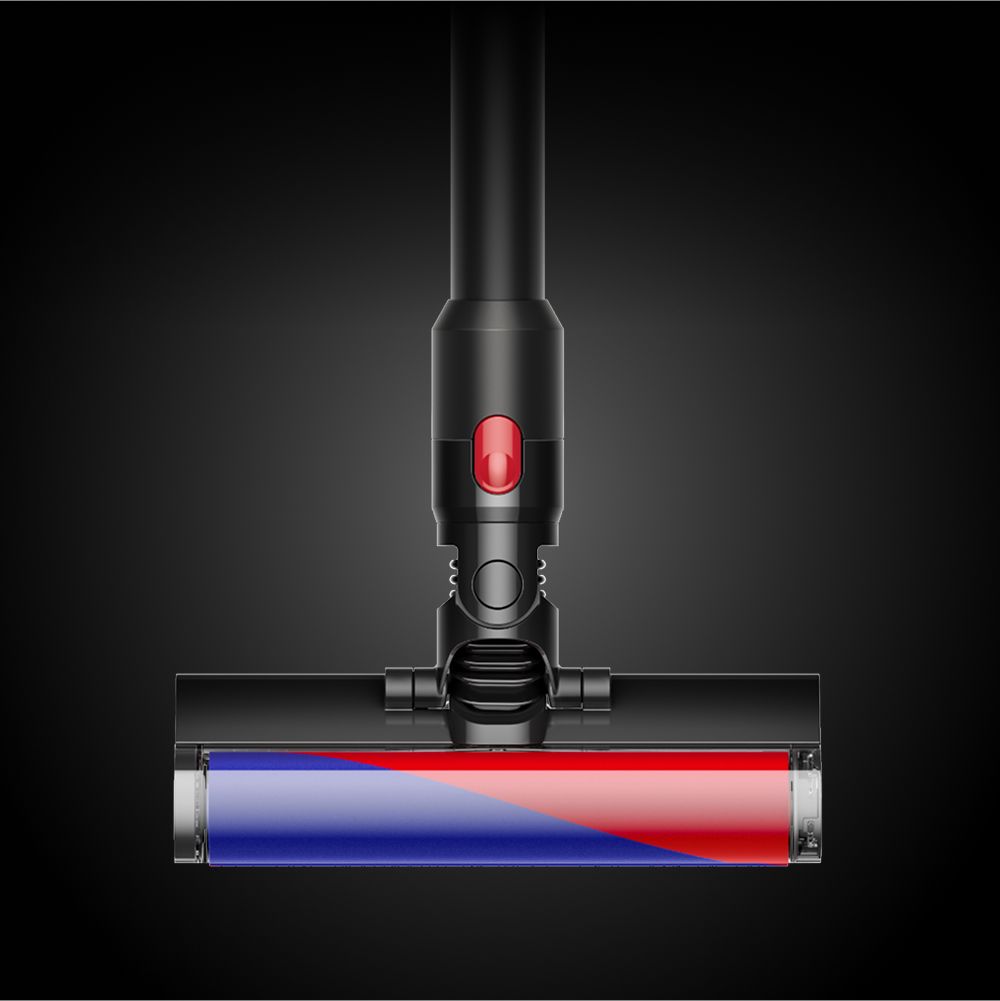 The Dyson Fluffy cleaner head surrounded by a white glow.