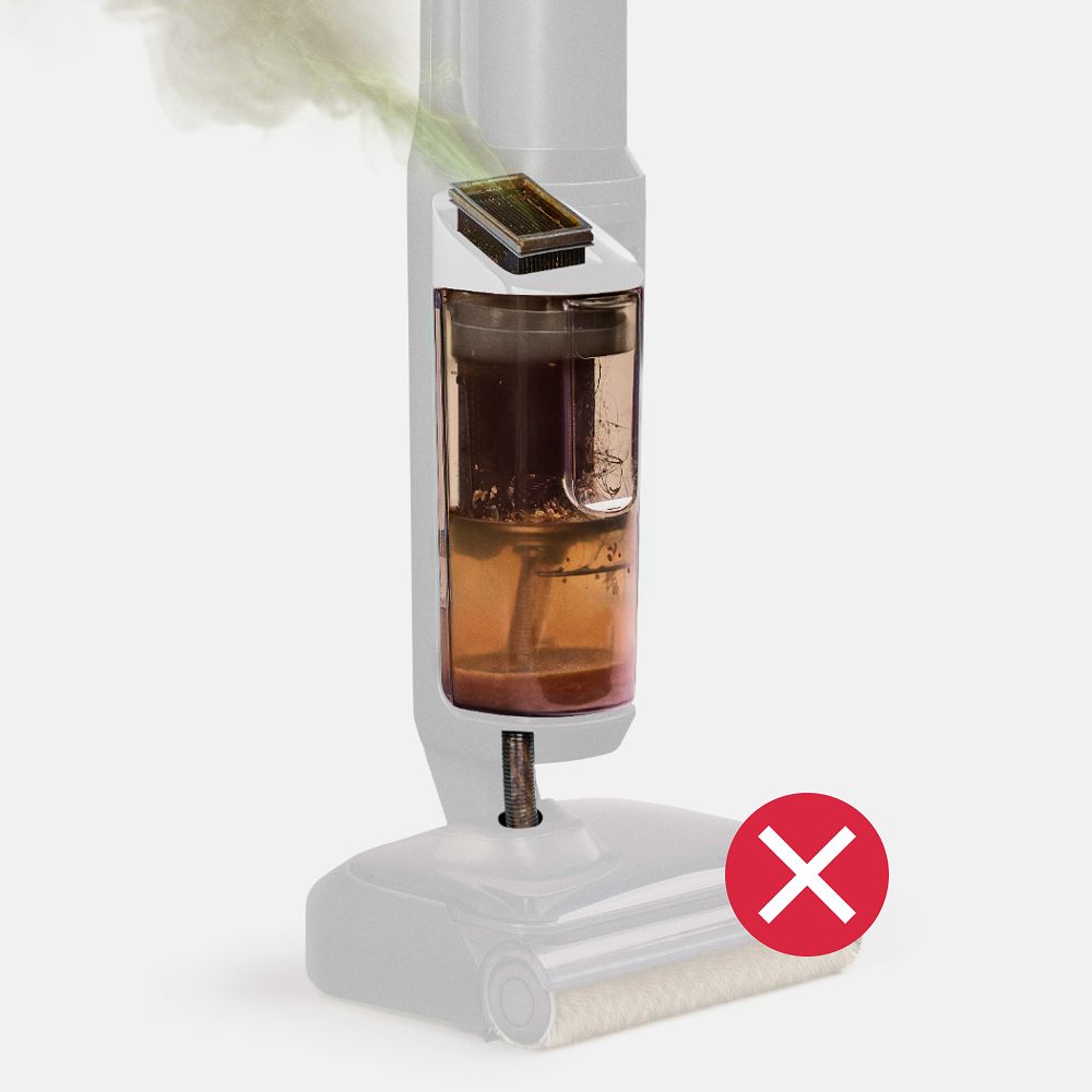 An unhygienic filter with an "X" over it.