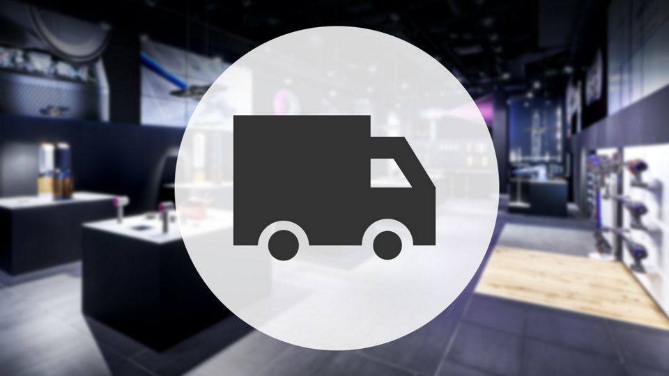 A black and white delivery van