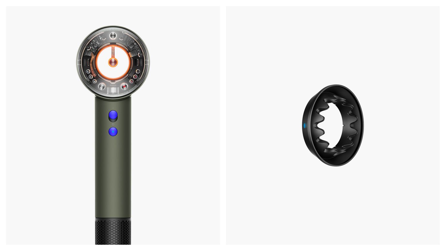 Dyson Supersonic Nural hair dryer and included attachment.