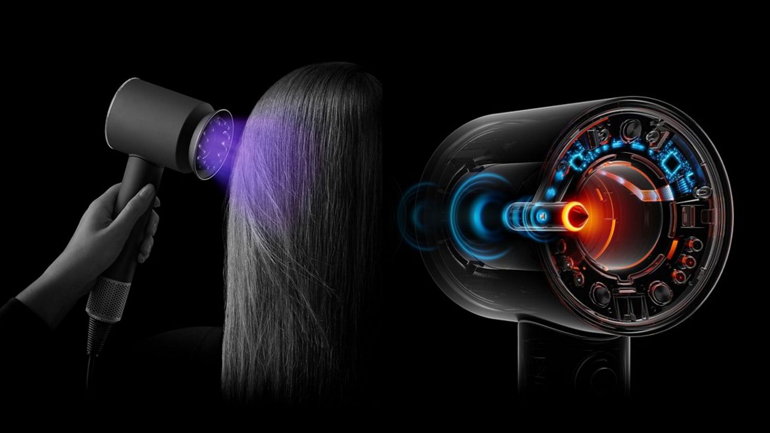 The transparent end-cap of the Dyson Supersonic Nural hair dryer.