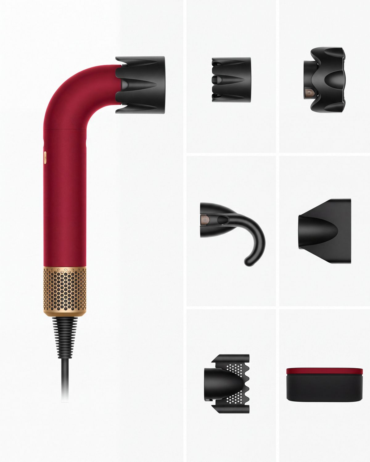 Secador de pelo Dyson Supersonic r con accesorios incluidos.