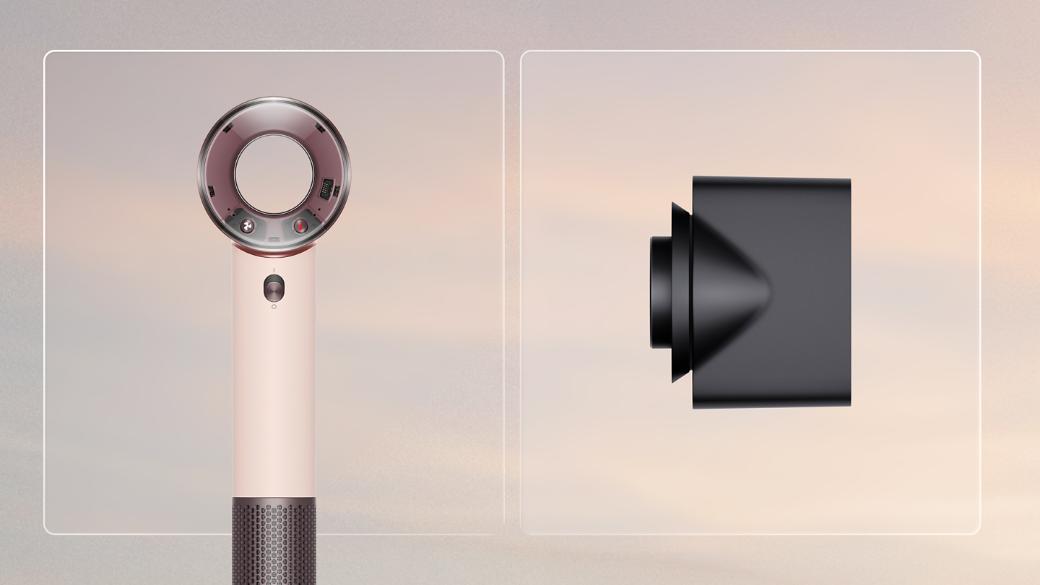 Föön Dyson Supersonic Travel koos kitsas soenguotsak.