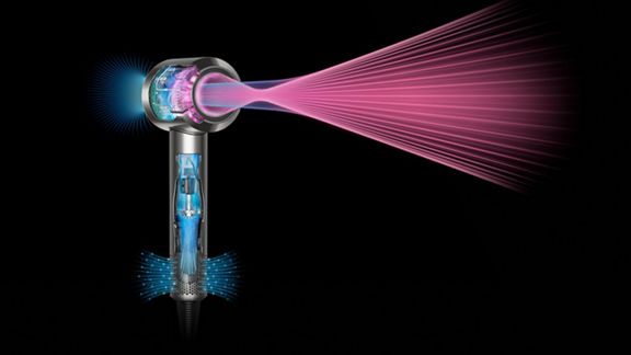 Der digitale Motor im Inneren des Dyson Supersonic Haartrockners erzeugt einen starken Luftstrom.