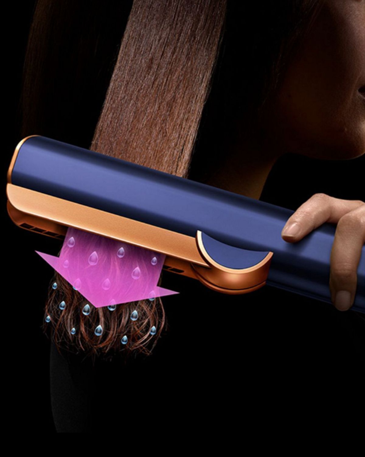  The Dyson Airstrait straightener is used to dry and style hair from wet.