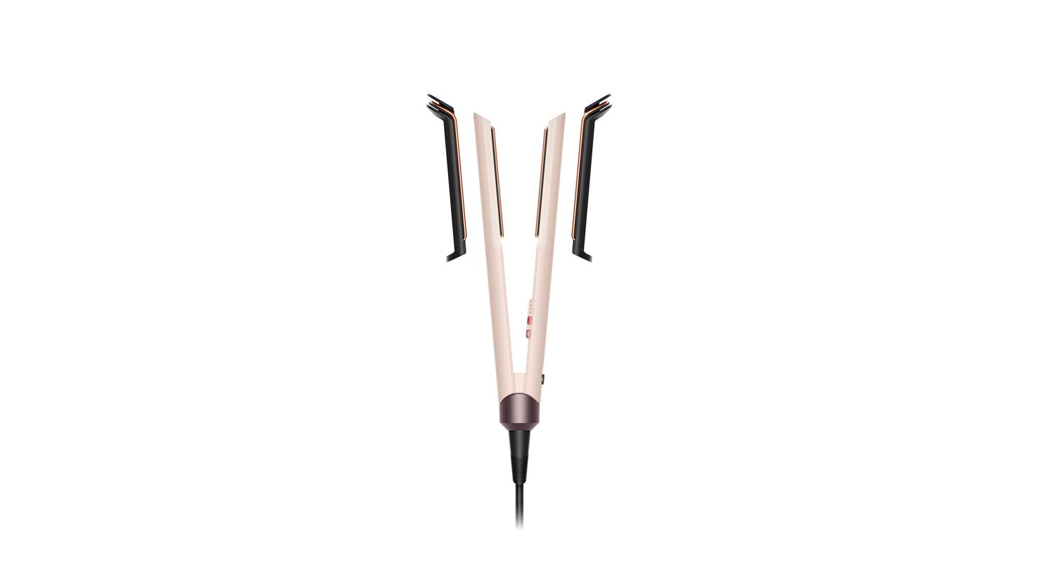 Dyson Corrale CoolShine hair straightener and cooling attachment.