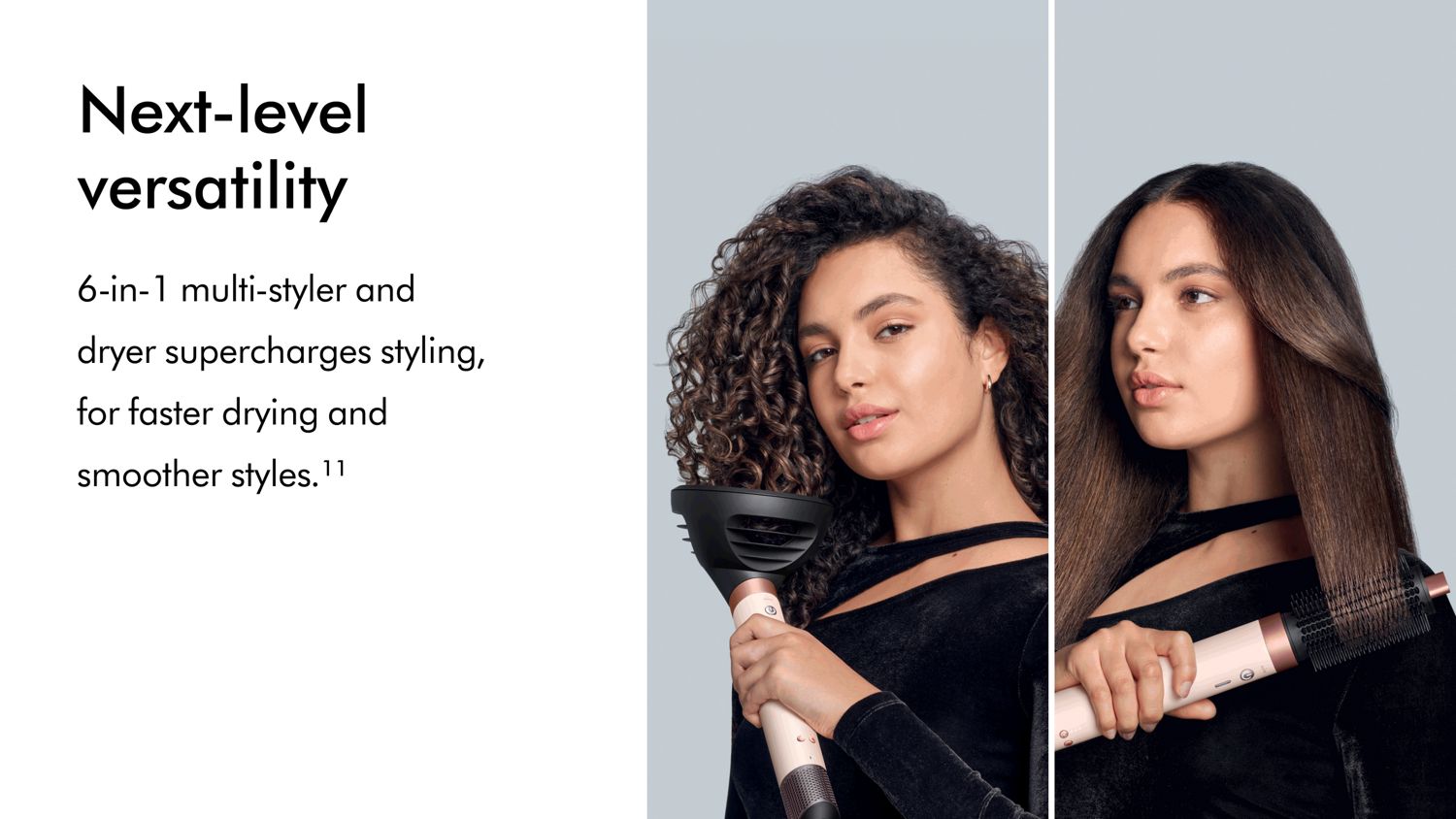 The next level versatility 6-1 multi styer and dryer supercharged styling, dryer and smoother styles.