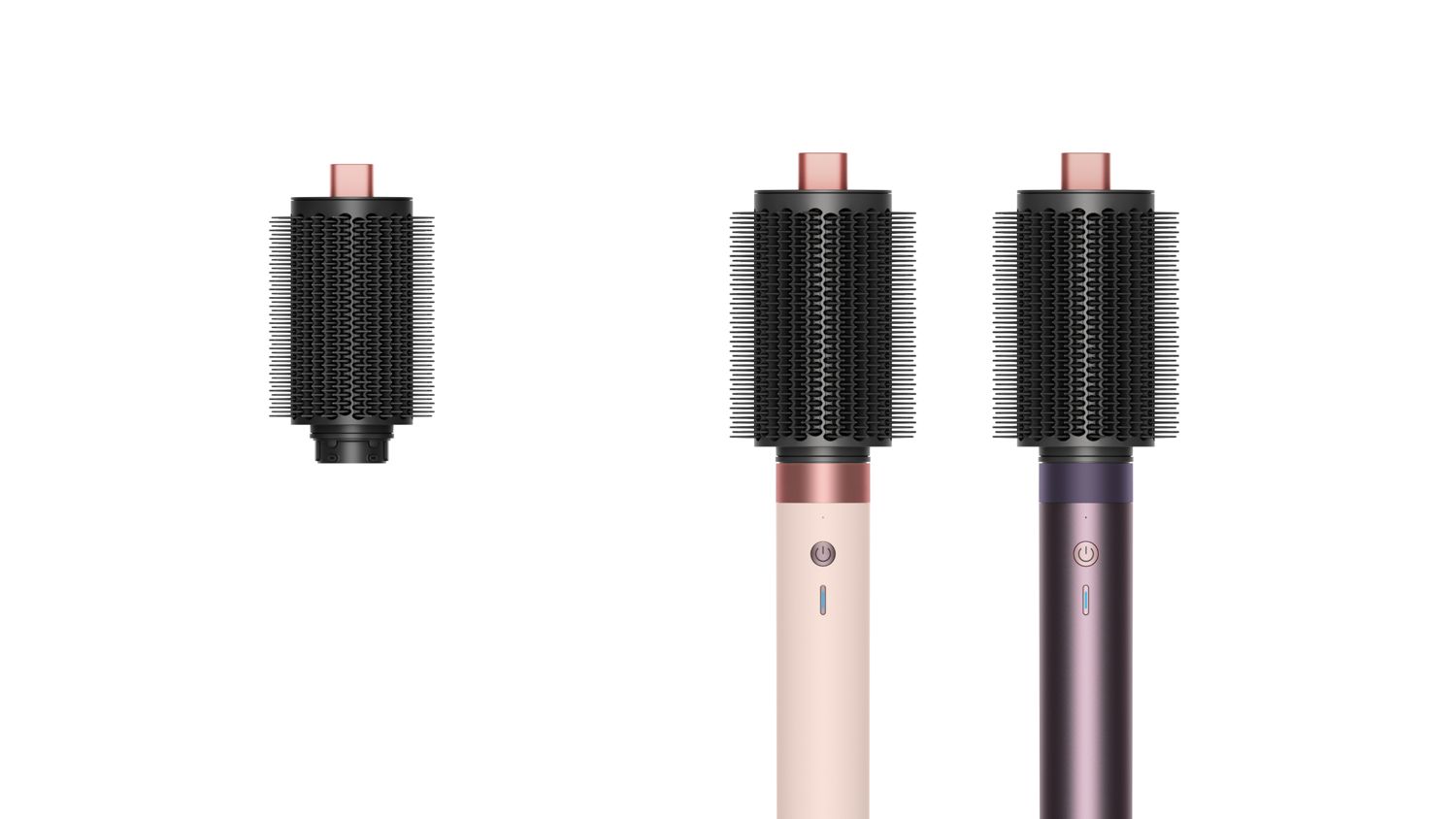 Dyson Large round volumising brush 2x next to the Dyson Airwrap Co-anda2x multi-styler in multiple colours.