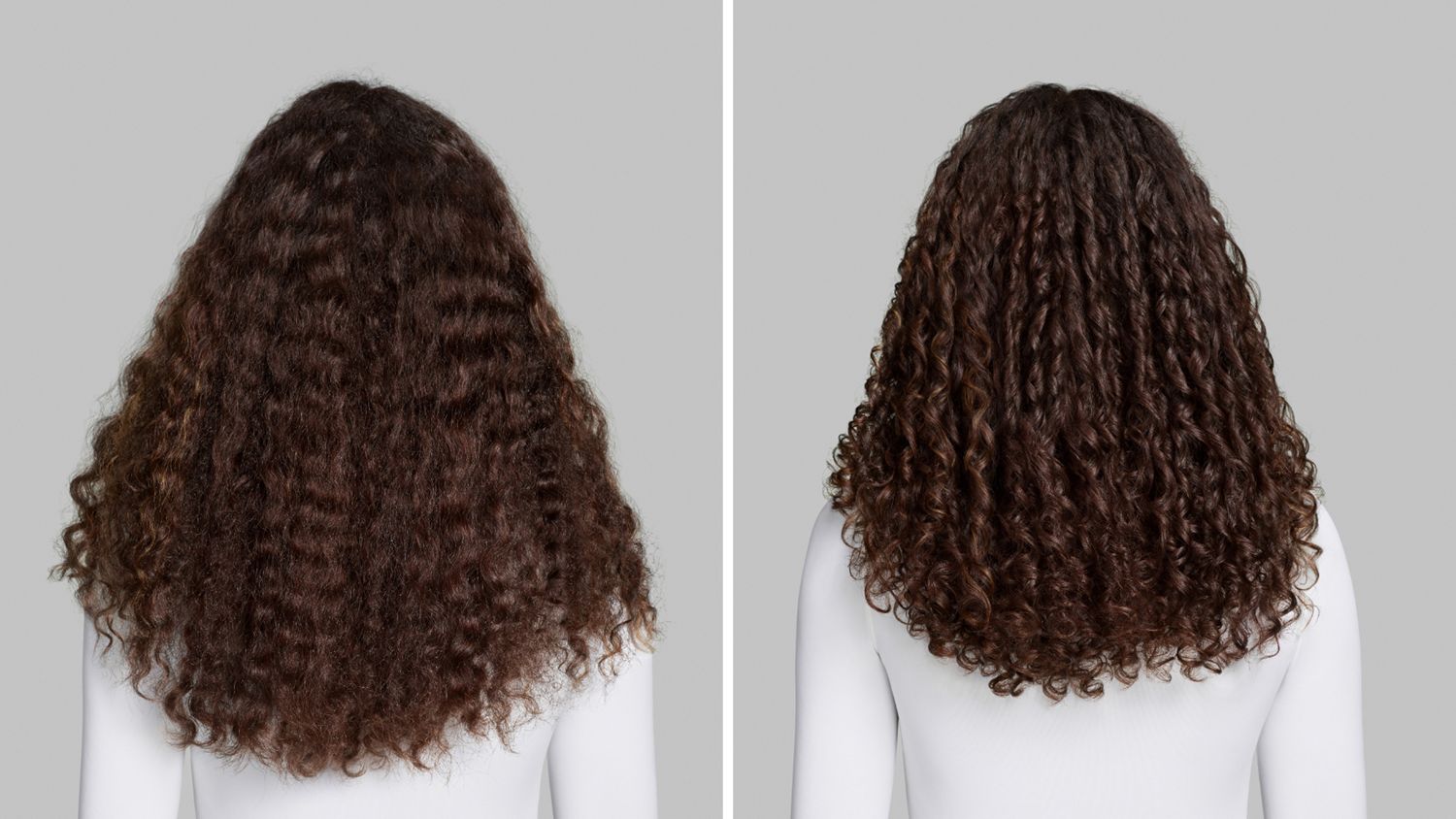  Before and after of naturally coily hair styled with the Dyson Airwrap Co-anda2x multi-styler.