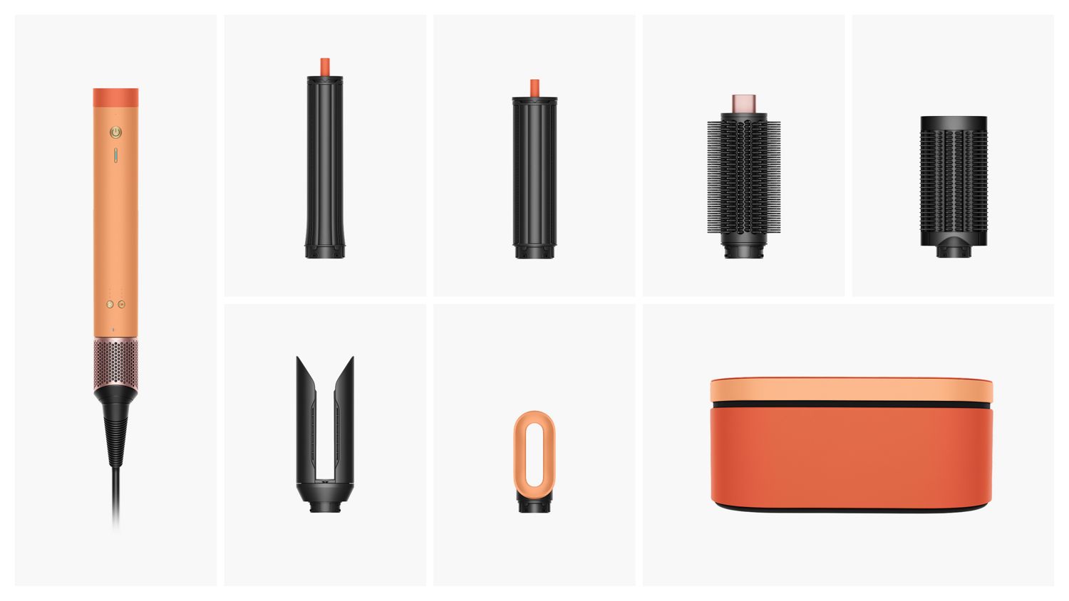 Dyson Airwrap Co-anda2x multi-styler and dryer with included attachments and accessories.