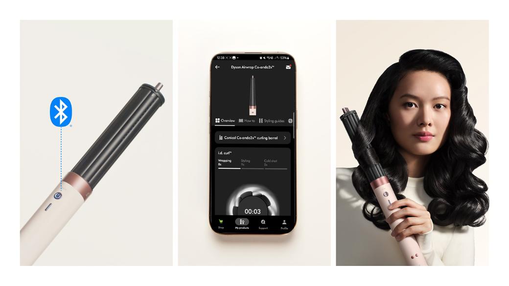 Dyson Airwrap Co-anda2x multi-styler and dryer connected to the MyDyson app.