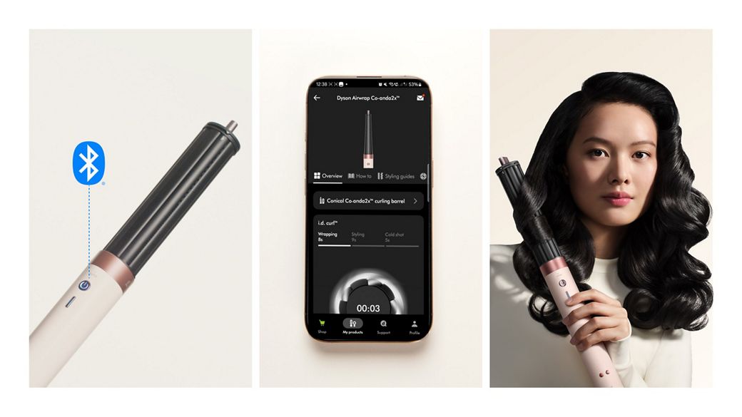 Dyson Airwrap Co-anda2x multi-styler and dryer connected to the MyDyson app.