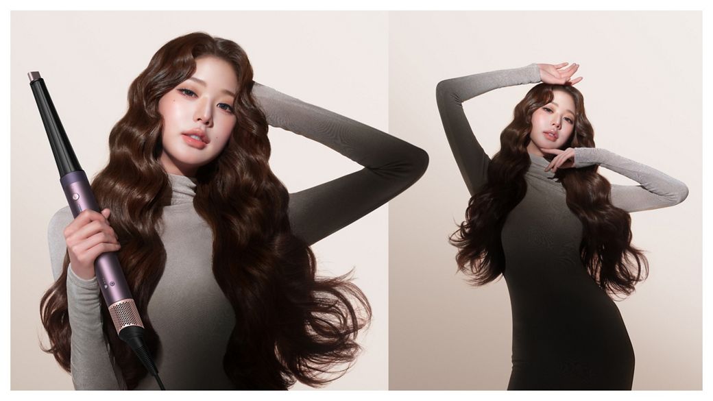 Jang Won-young shows off her hair styled with the Dyson Airwrap Co-anda2x multi-styler and dryer.