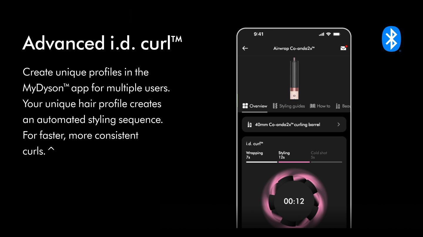The personalized Dyson i.d. curl styling sequence on the MyDyson app.