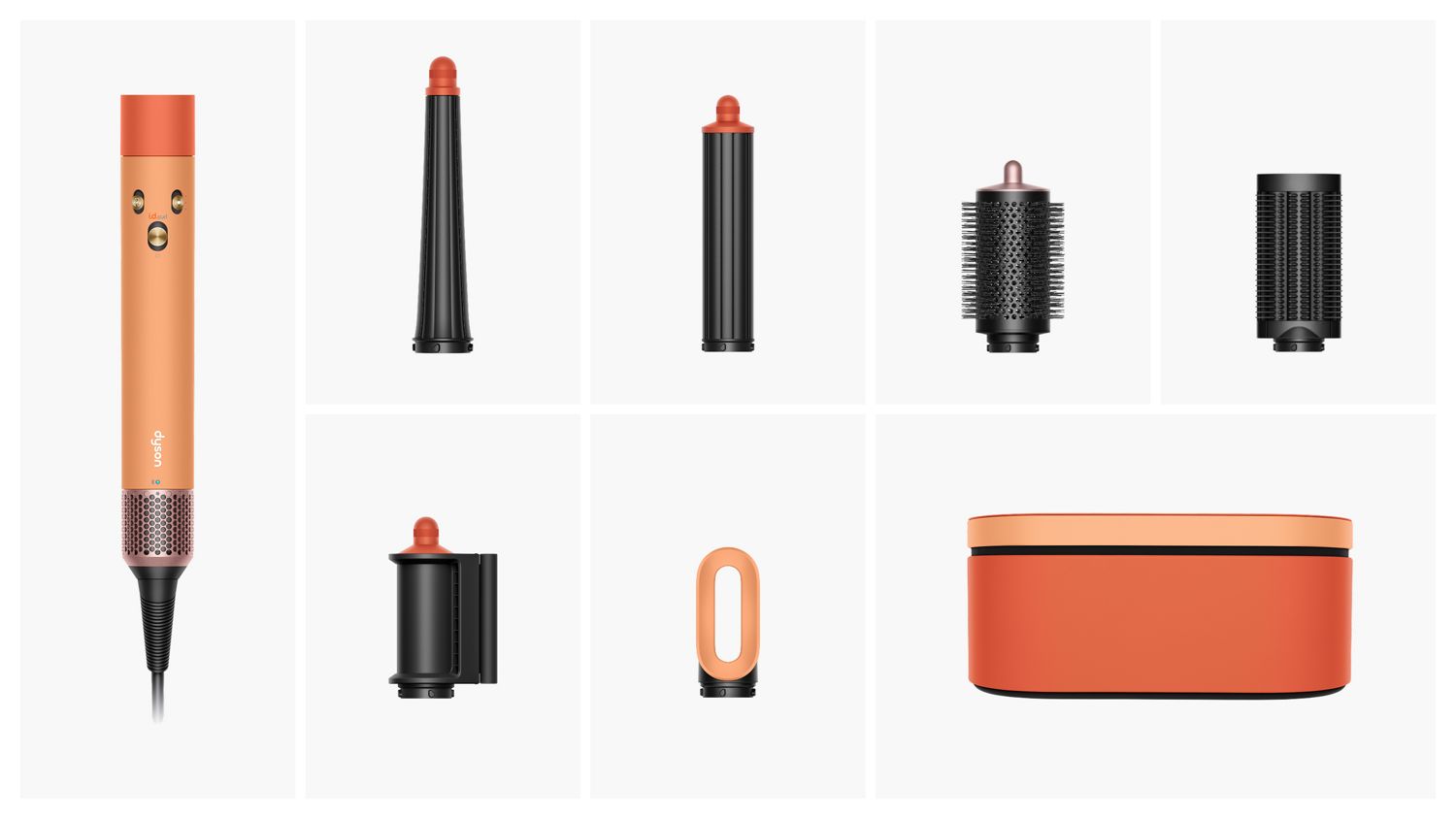 Dyson Airwrap i.d. multi-styler and dryer with included attachments.