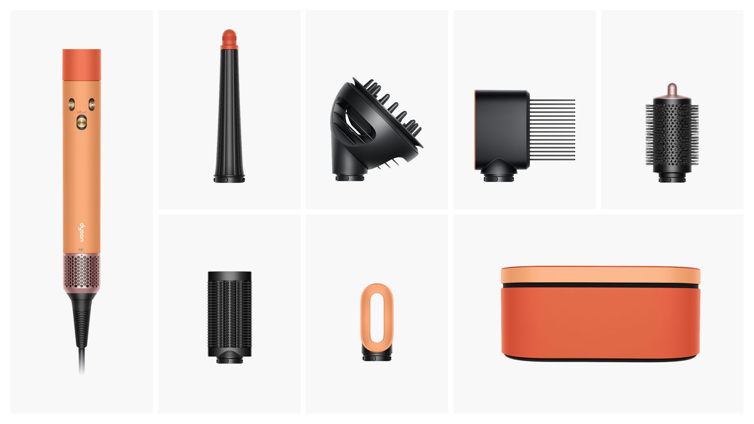 Dyson Airwrap i.d. multi-styler and dryer with included attachments.