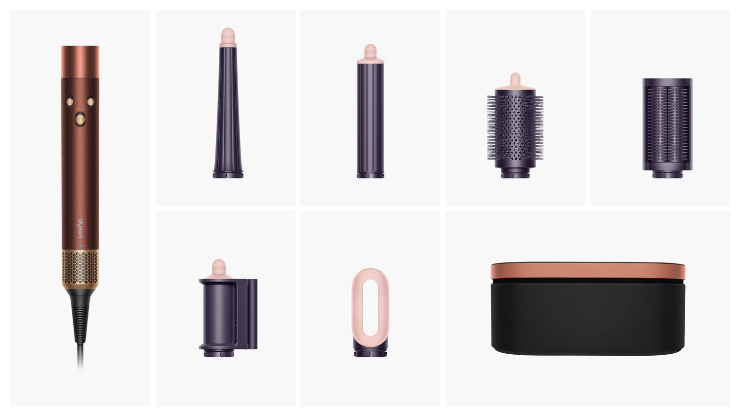 Dyson Airwrap i.d. multi-styler and dryer with the attachments and accessories included in the box.