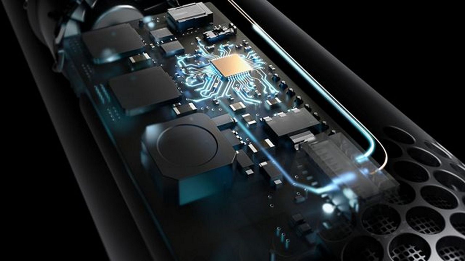 Cutaway of the heat control system within an Airwrap device.