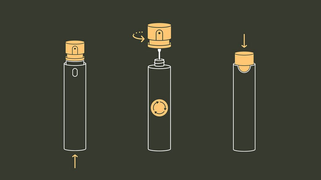 Steps to refill Dyson Amino leave-in scalp bubble treatment.