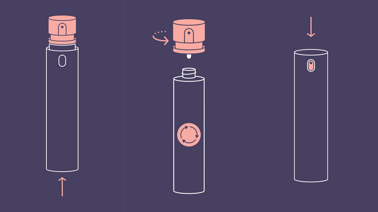 Steps to refill, push up to remove the inner dispenser, attach the pump to the refill and re-insert to the spray bottle. 