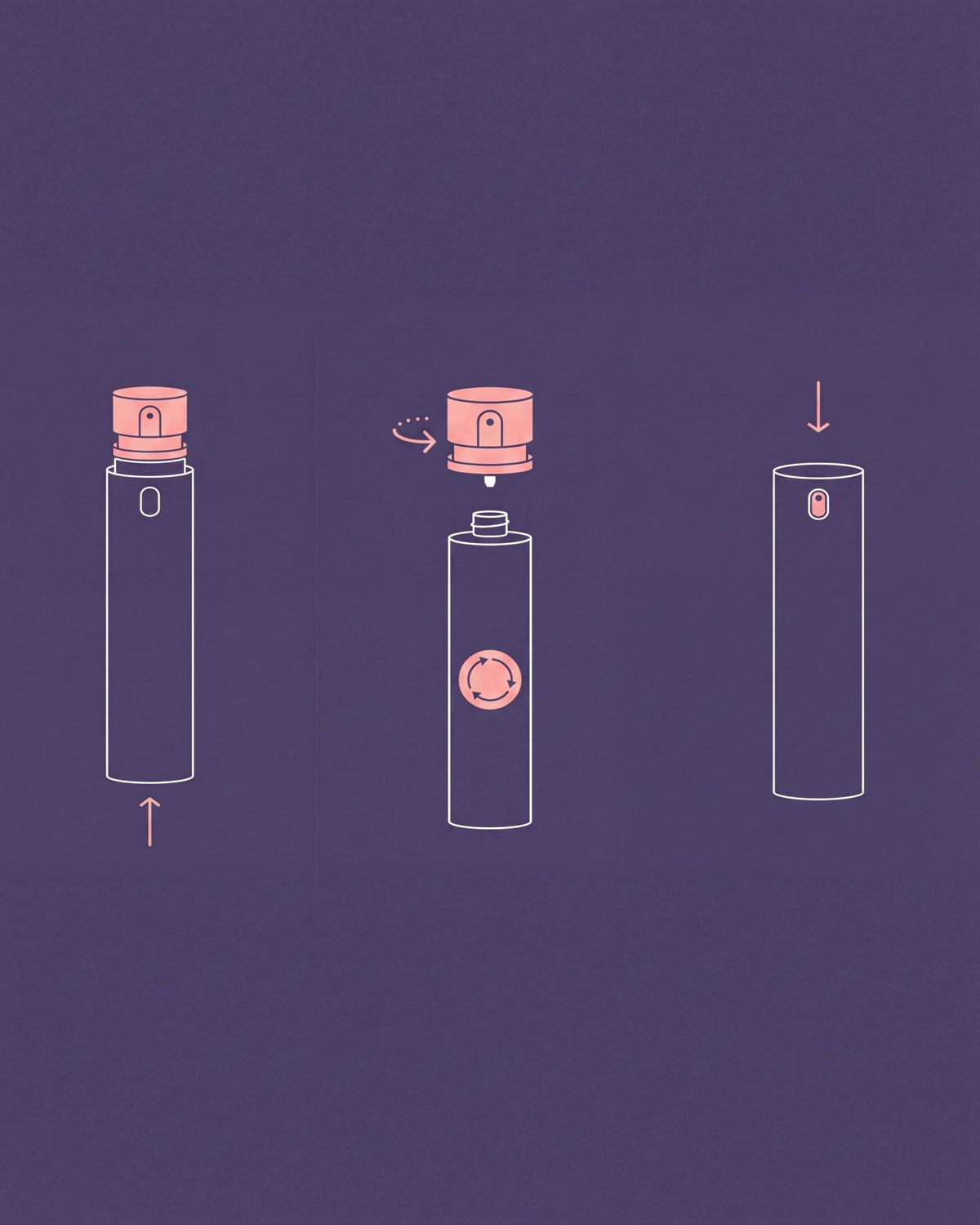 Steps to refill, push up to remove the inner dispenser, attach the pump to the refill and re-insert to the spray bottle. 