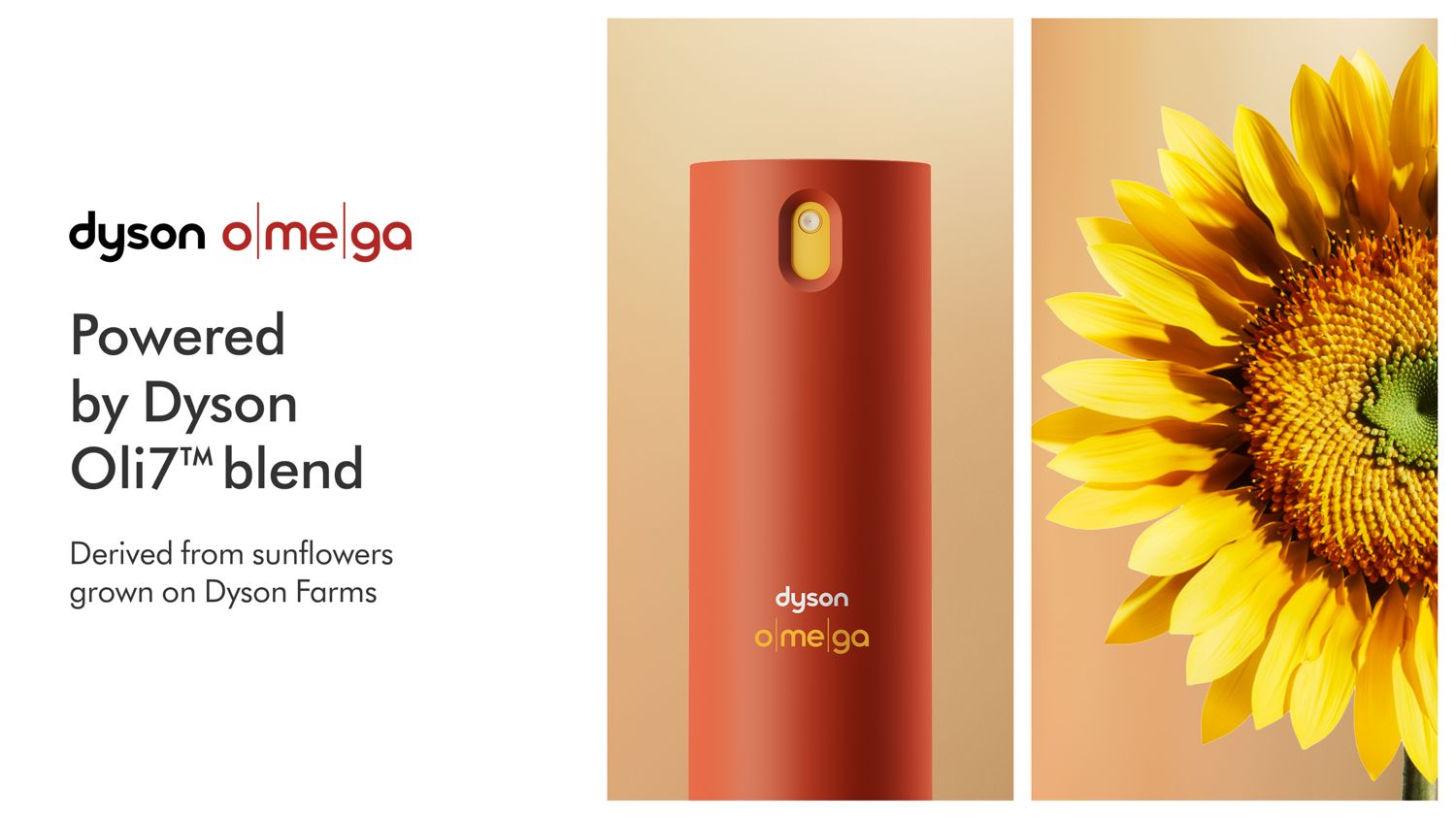 The Dyson Omega leave-in conditioning spray next to a sunflower head.