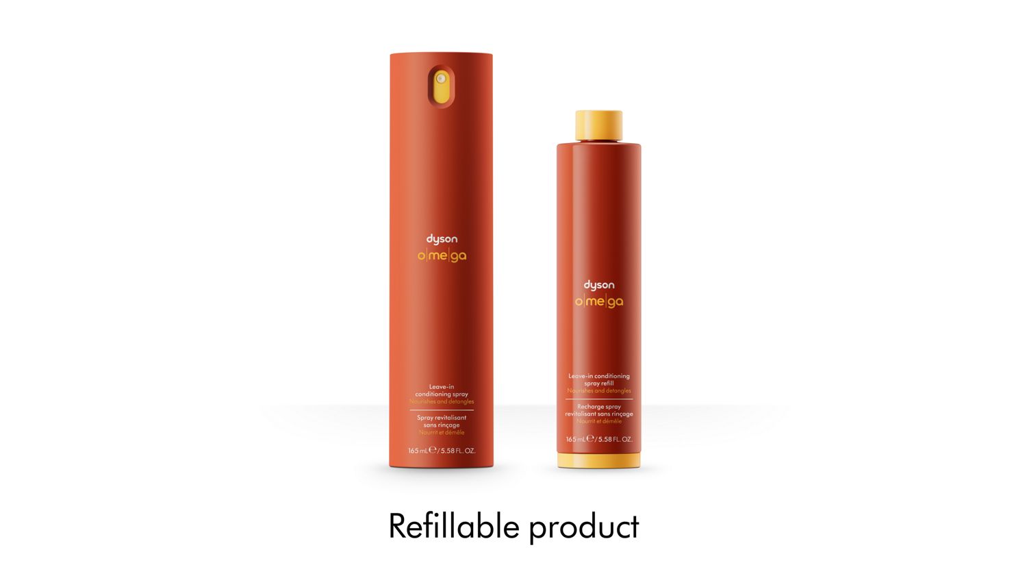 165ml leave in conditioning spray next to refilliable product