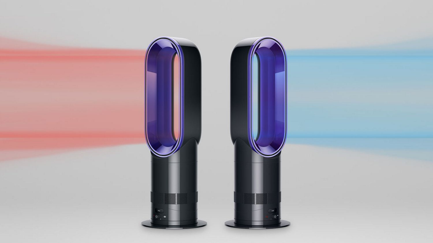 Dyson Hot+Cool HF1 Rapid React heater and cooling fan in both heating and cooling mode.