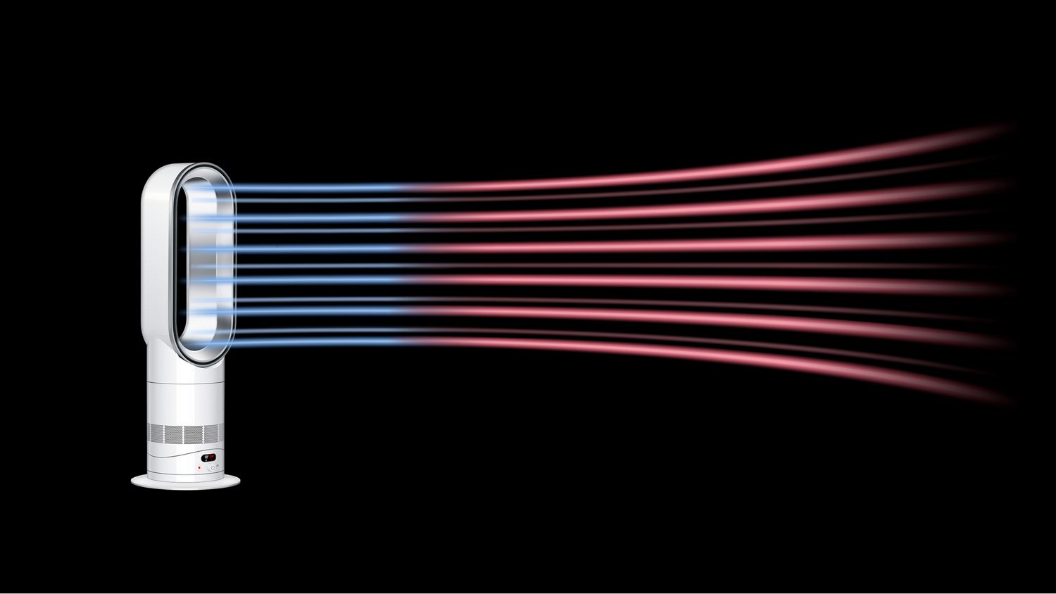 Dyson Hot+Cool HF1 Rapid React heater and cooling fan projects powerful airflow with Air Multiplier technology.