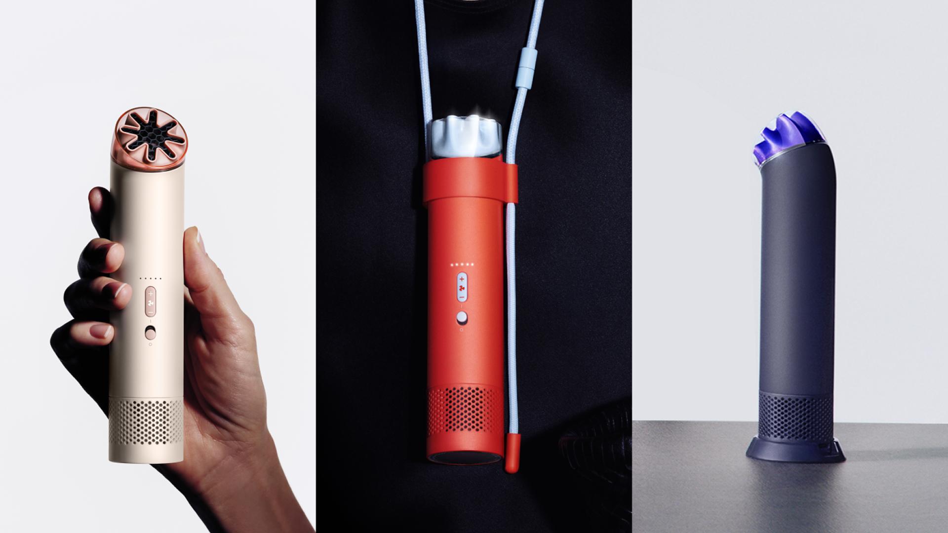 Trzy przenośne wentylatory chłodzące Dyson Hushjet Mini