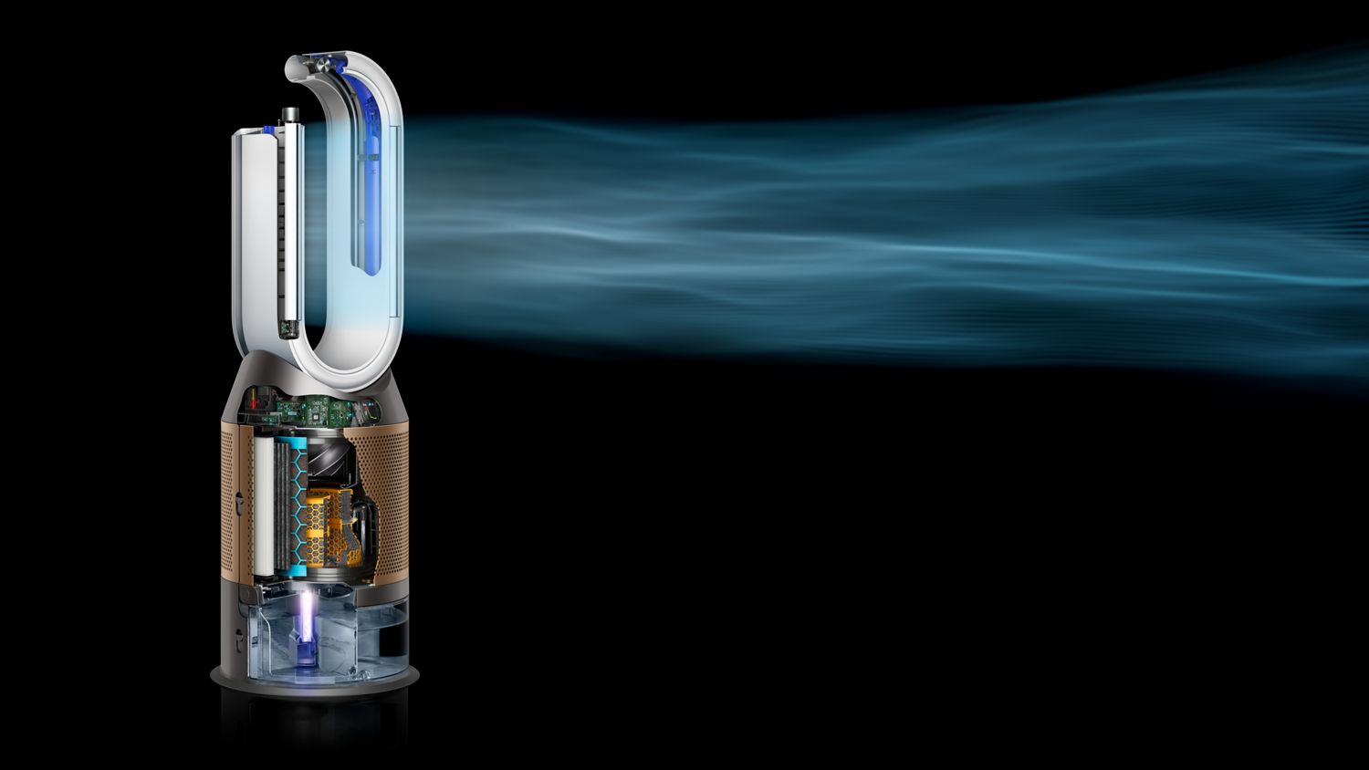 Dyson Purifier Humidify+Cool™️ interior with cool air blowing.