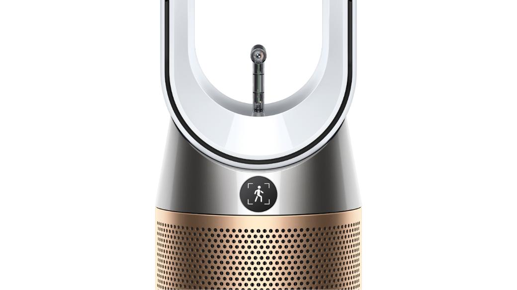 Close-up of the AI sensor on the Dyson Find+Follow Purifier Cool fan.