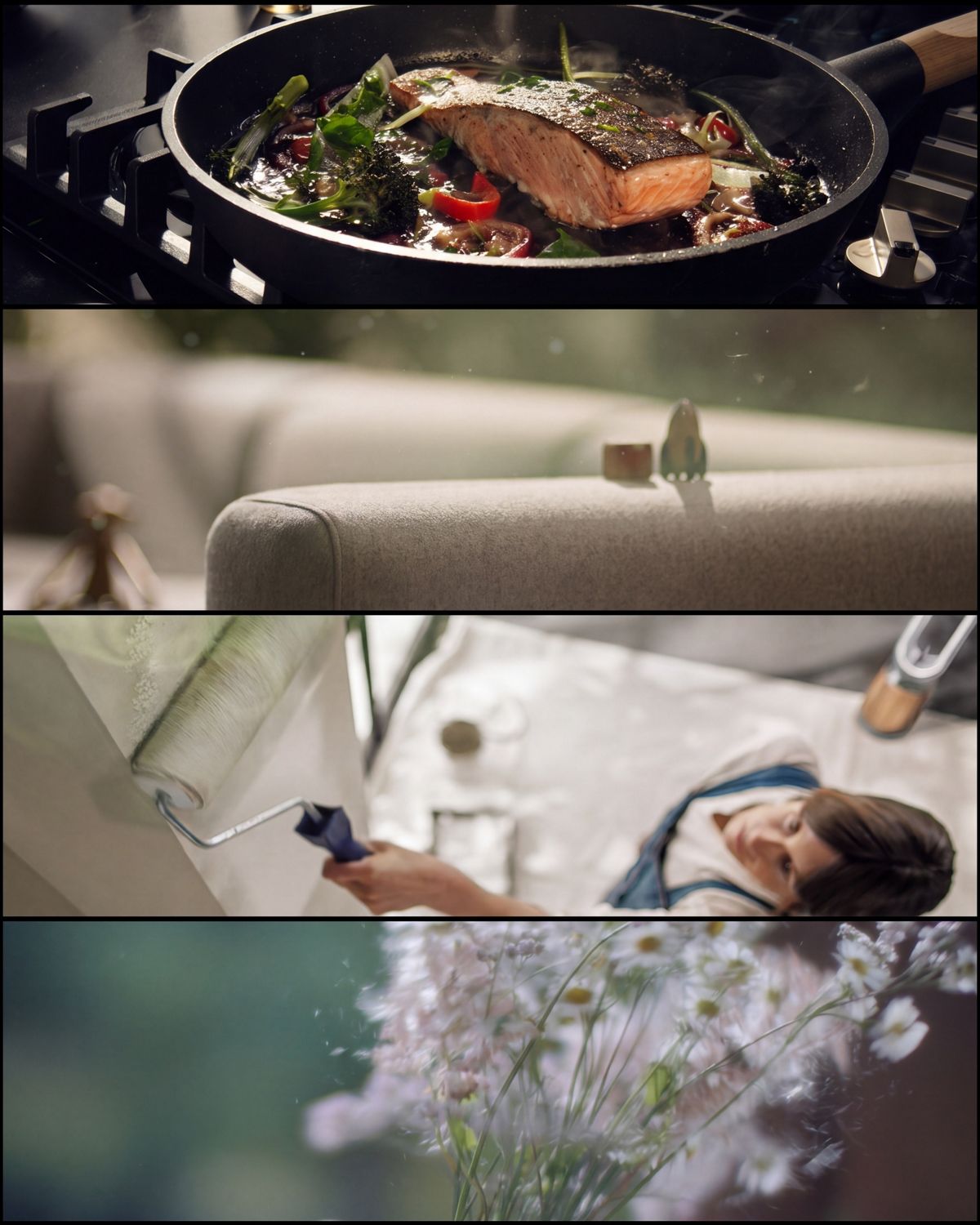 Collage of common indoor airborne pollutants.