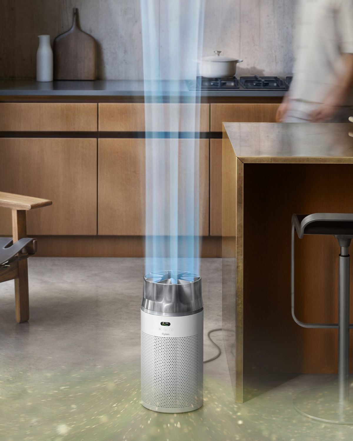 Dyson Hushjet shizuka空気清浄機をキッチンで使う様子