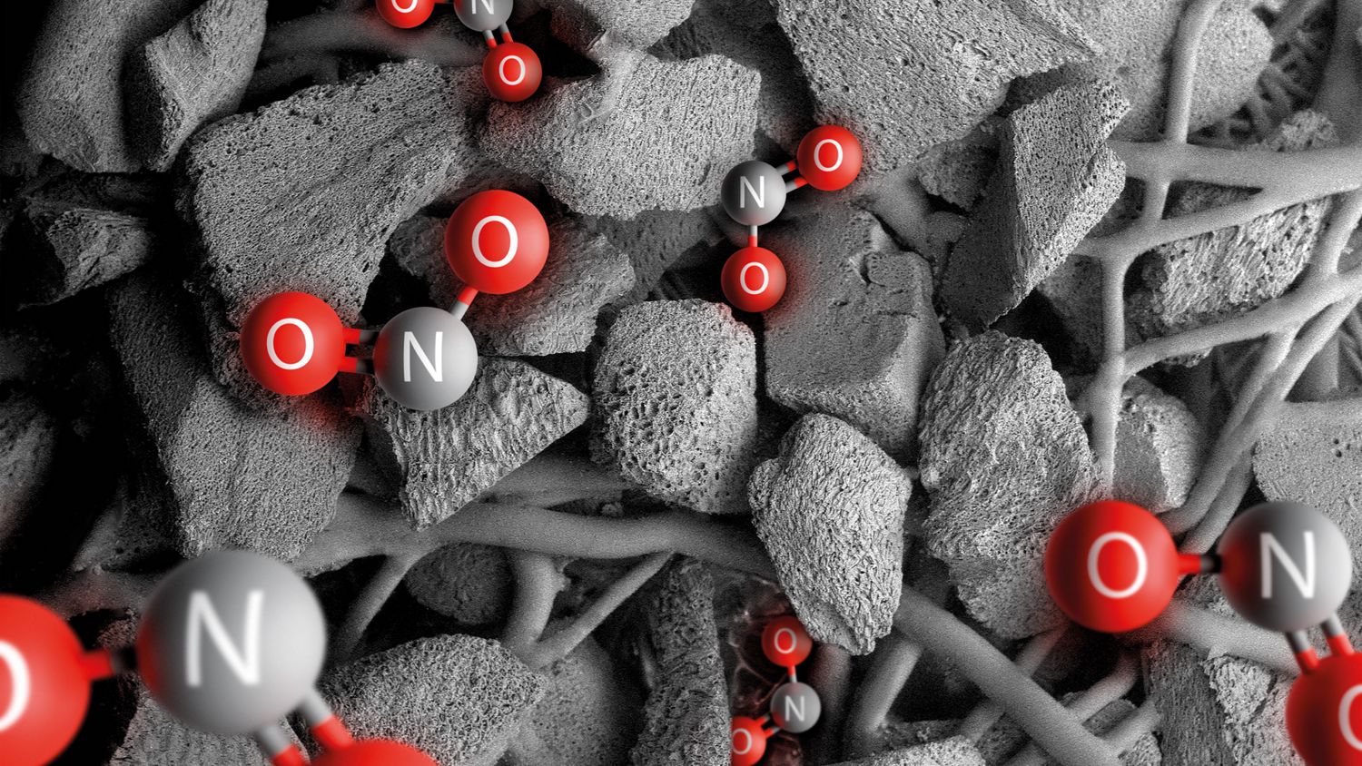 A representation of NO2 being captured by the Dyson HushJet Compact Purifier.