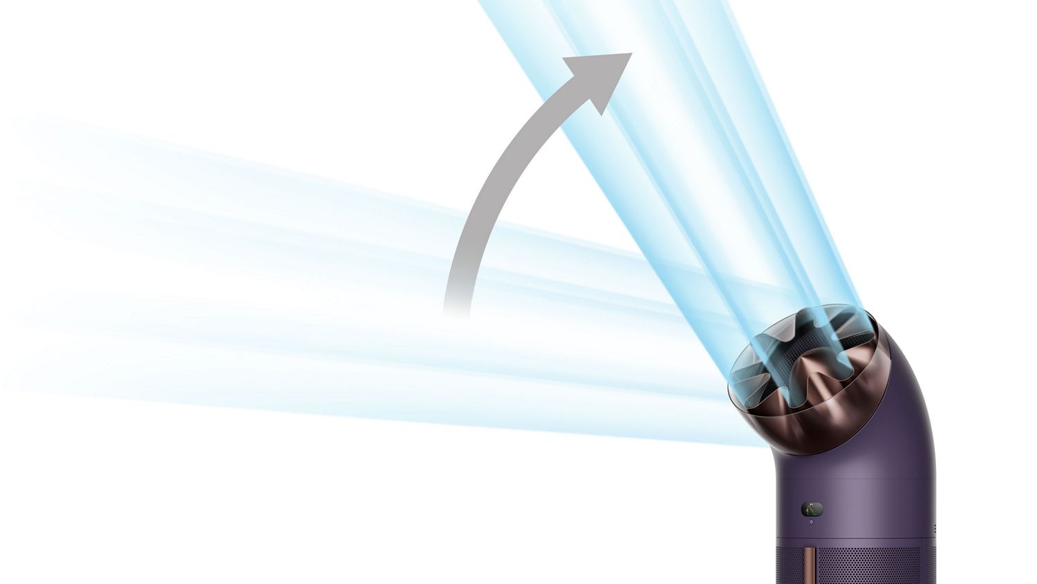 The nozzle of the Dyson HushJet Big+Quiet Cool Pure+ Formaldehyde air purifier is twisted upwards.