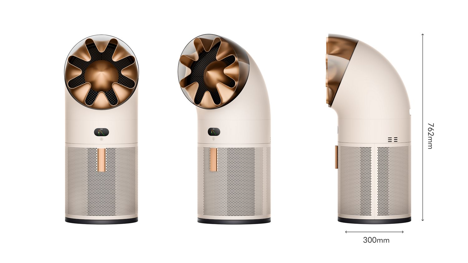 Dyson HushJet Cool Pure + Formaldehyde purifier seen from multiple angles.