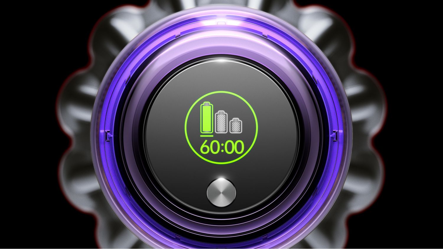 A close up of the Dyson V11 LCD screen