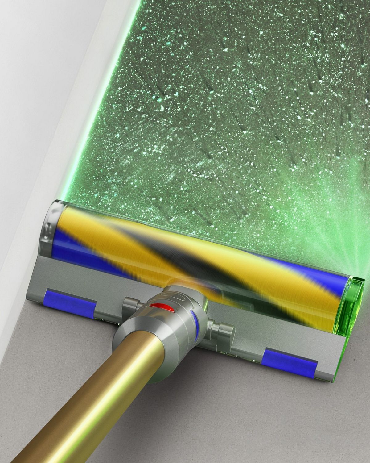 Laser Slim Fluffy cleaner head revealing dust.
