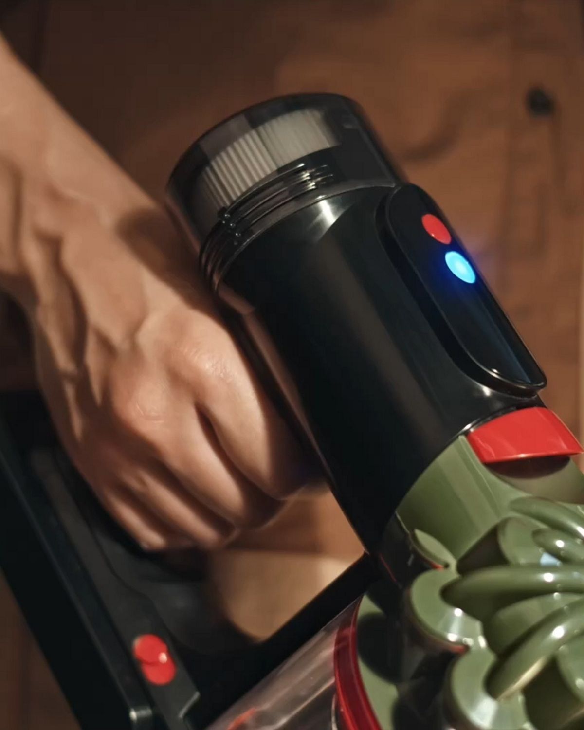 The Dyson V8 Cyclone with triggerless operation.