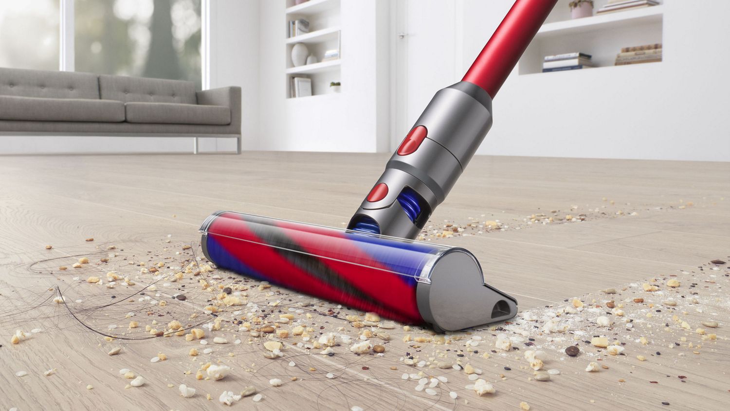 フローリングのゴミやホコリを掃除するのに適したDyson Slim Fluffyクリーナーヘッド。