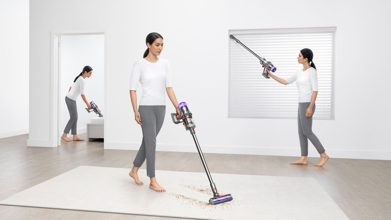 Dyson V9 Motorbar cordless vacuum used to clean around the home.