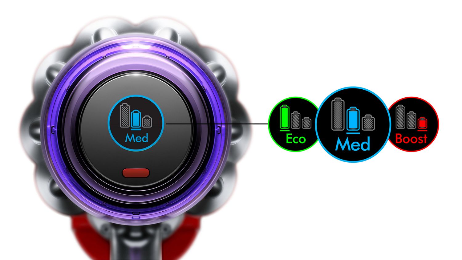 LCD screen on the Dyson V9 Motorbar vacuum.