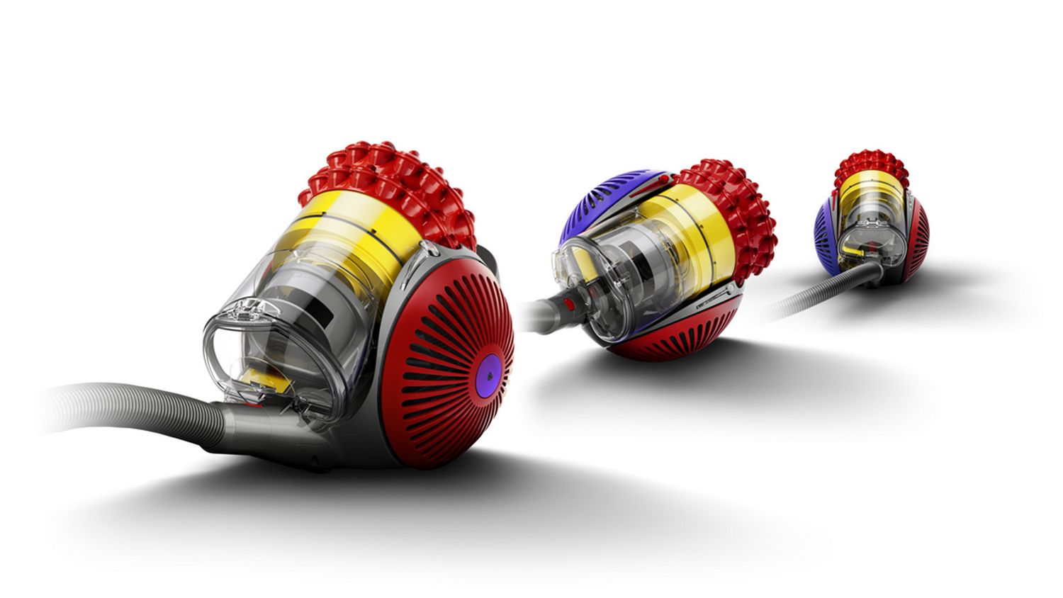 Dyson Big Ball vacuum self-righting after tipping over.