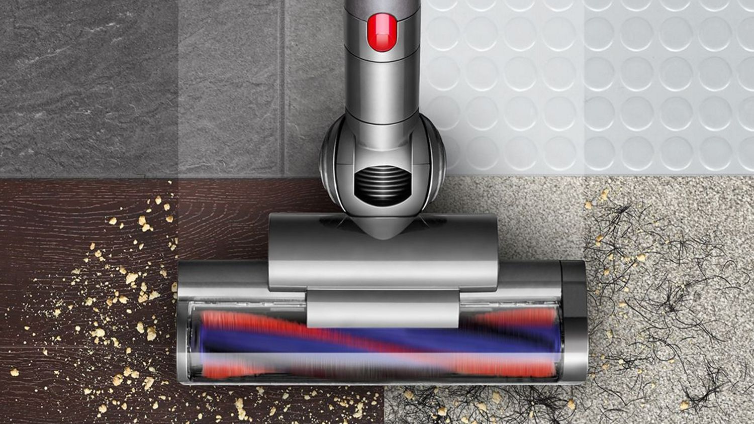 Dyson Turbine cleaner head removes dust and debris from various types of hard floors.