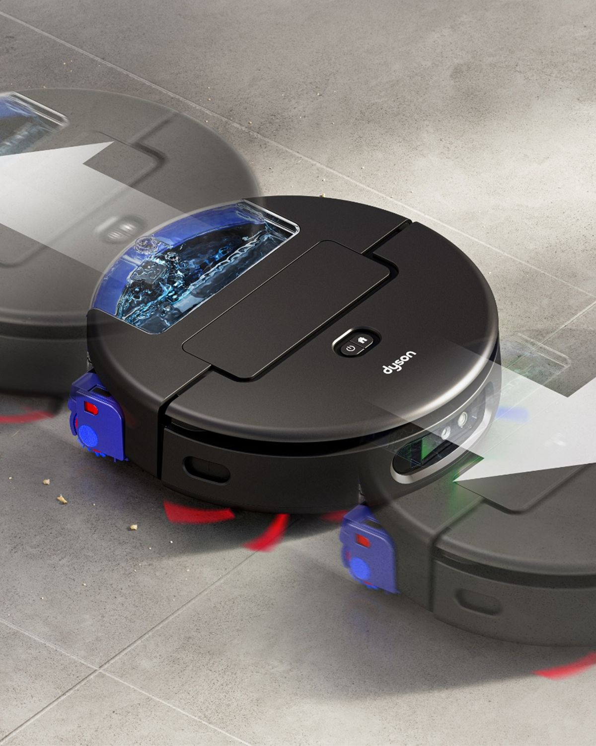 The Dyson Spot+Scrub AI robot vacuum cleans a stubborn stain over multiple passes.