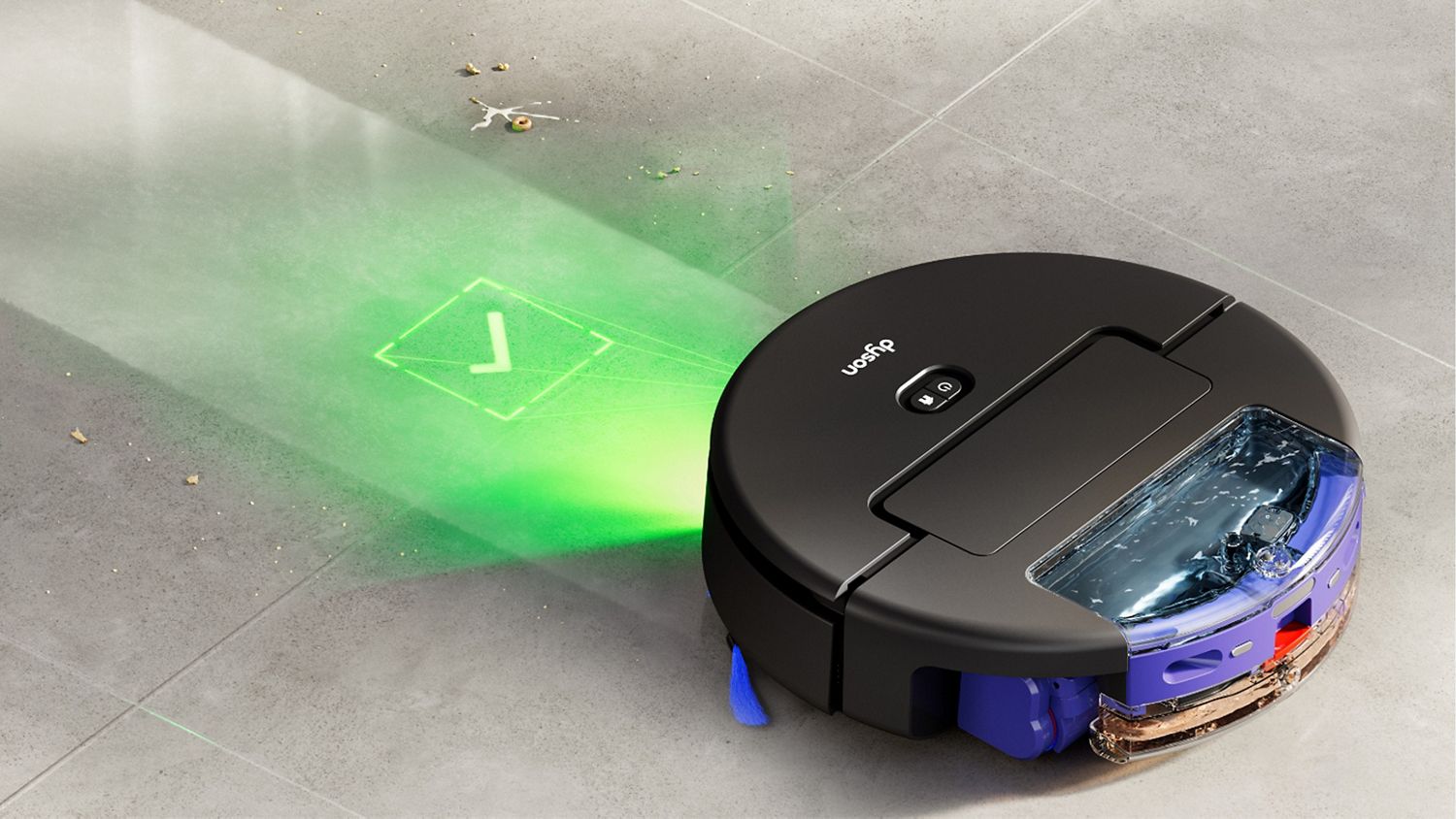 The Dyson Spot+Scrub AI robot vacuum checks to ensure the floor is completely clean before moving on.