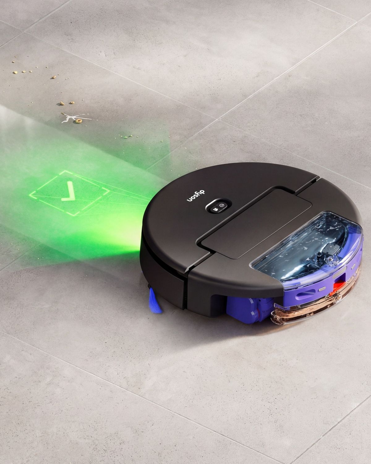 The Dyson Spot+Scrub AI robot vacuum checks to ensure the floor is completely clean before moving on.